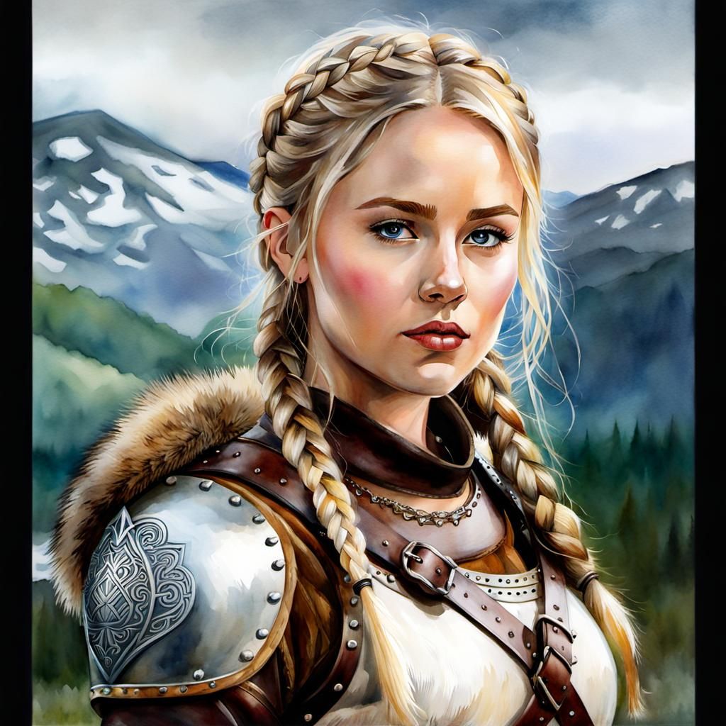 Viking princess in watercolor - AI Generated Artwork - NightCafe Creator