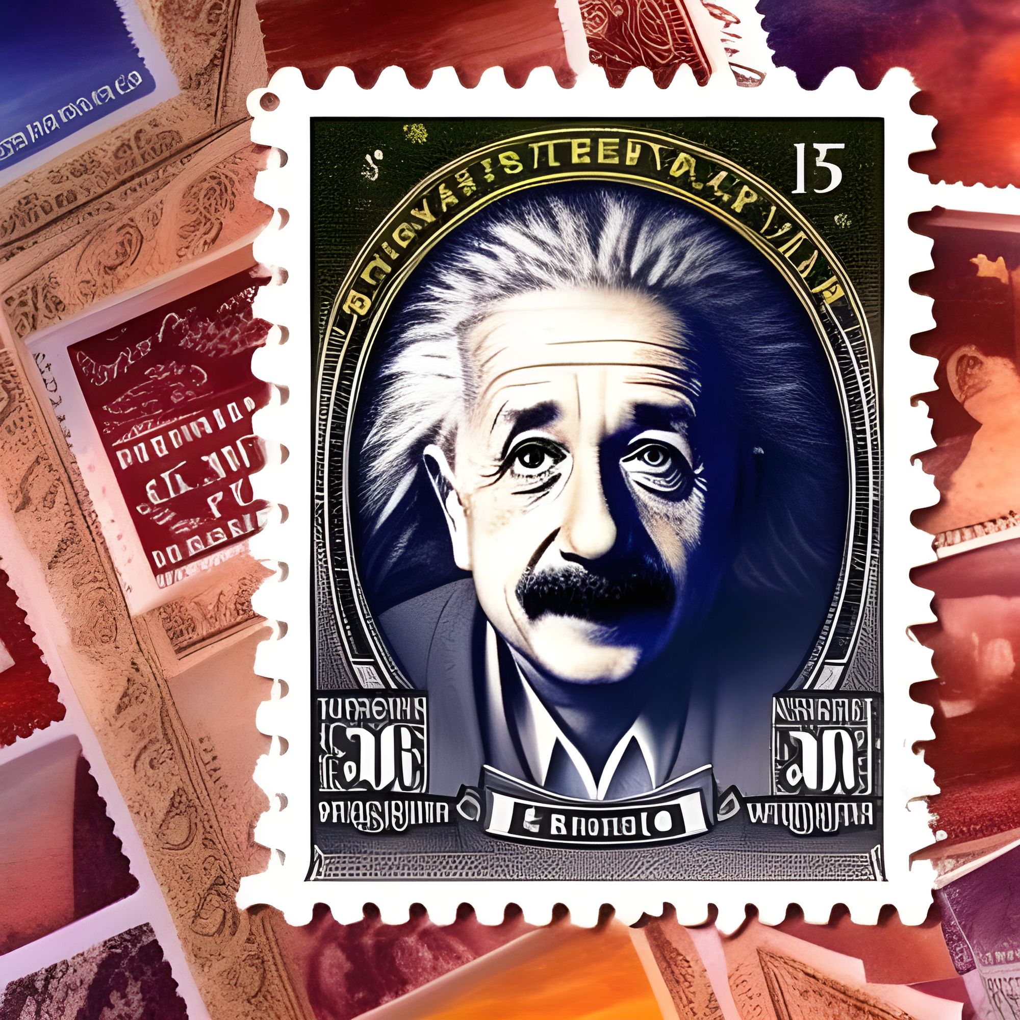 Postage stamp of Albert Einstein AI Generated Artwork