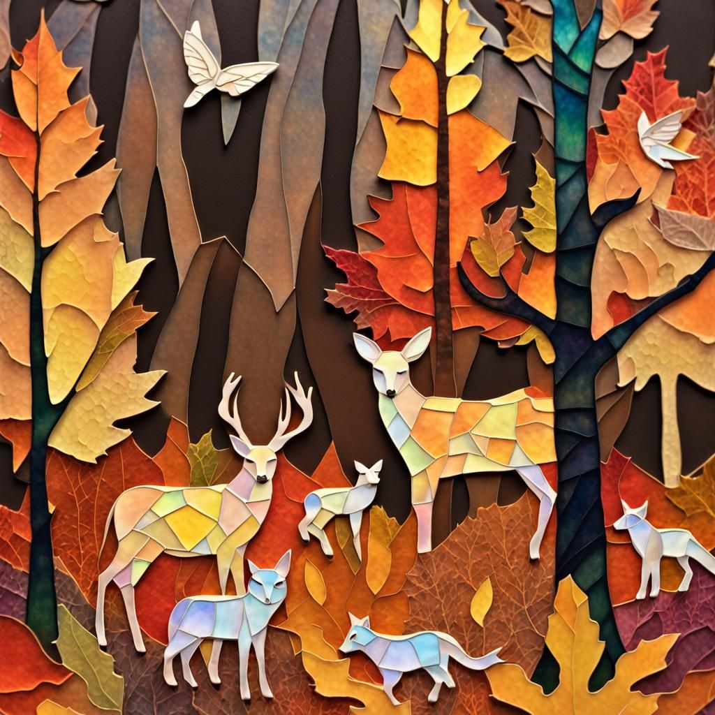 Autumn Animals Cathedral glass