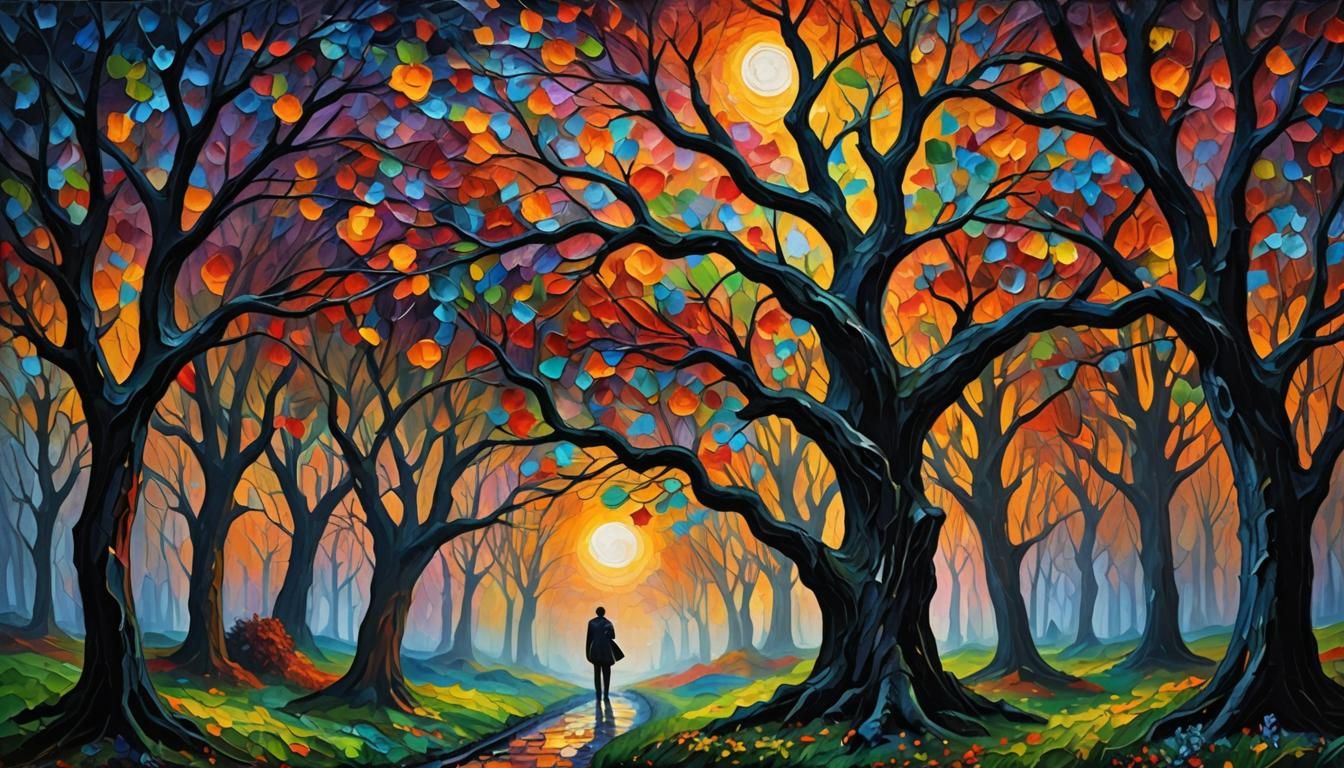 Romantic dark fantasy, neo-impressionism expressionist style...
