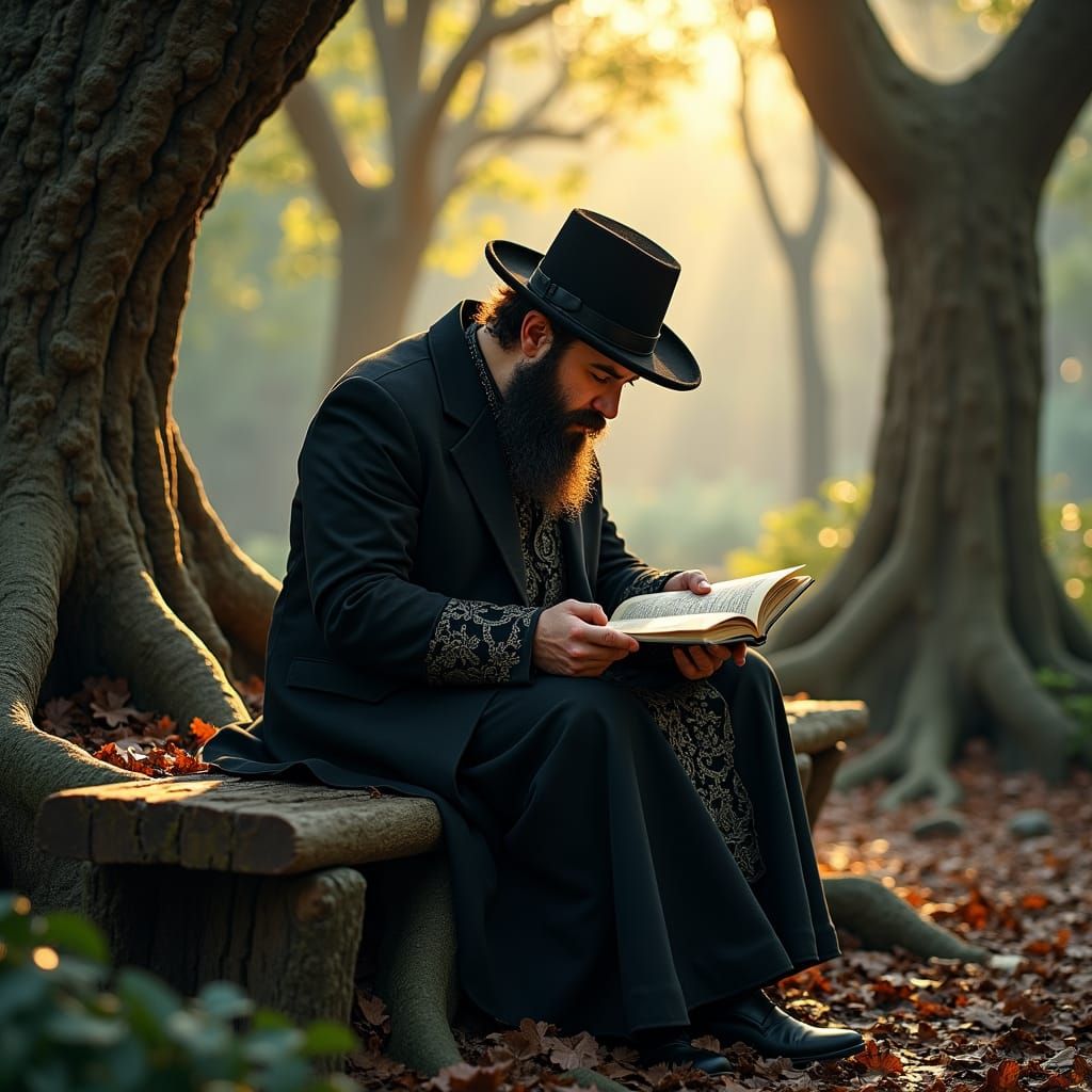 A Hasidic Jew in Whimsical Forest Study