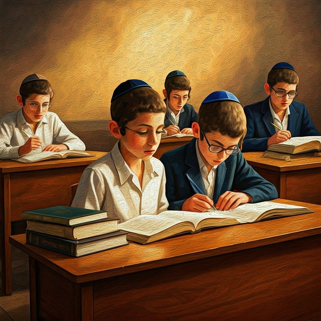 Orthodox Jewish Students in Traditional Classroom Setting