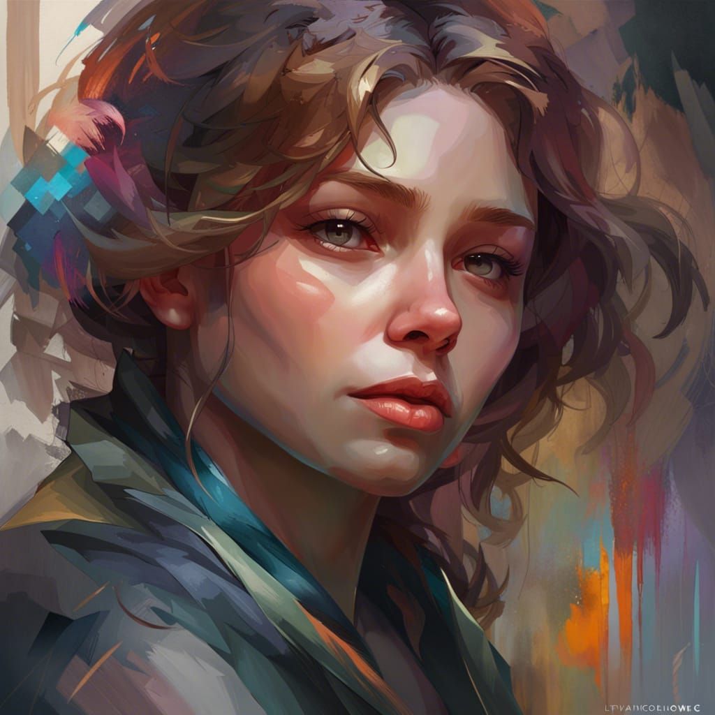 Sad Portrait in Hyperdetailed Digital Art Style