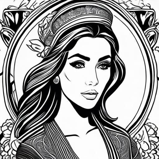 <lora:Coloring-Page sd15:1.0> Woman portrait, coloring page, clean outlines, white background, sharp line