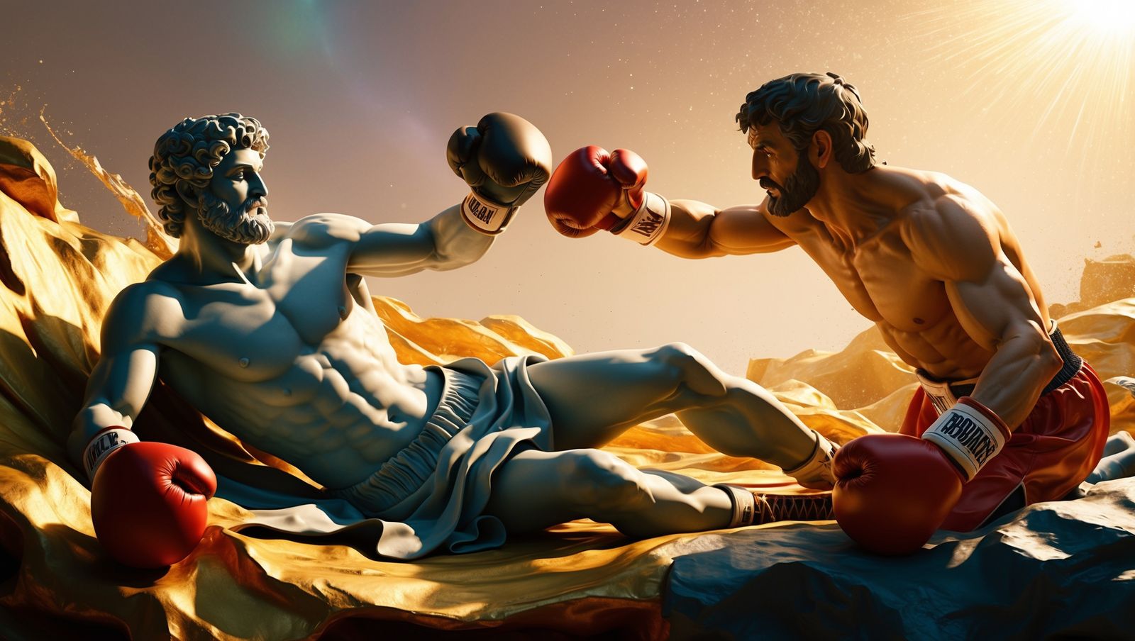 The Creation of Adam But With Boxing Gloves