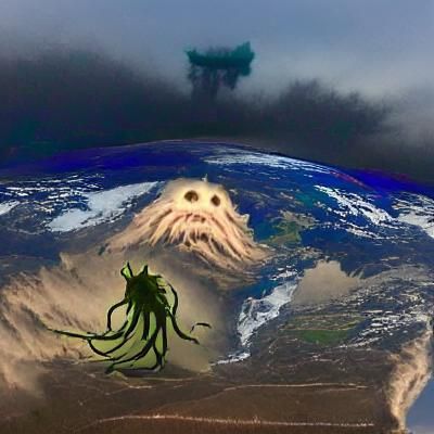 lovecraftian monster looming over earth