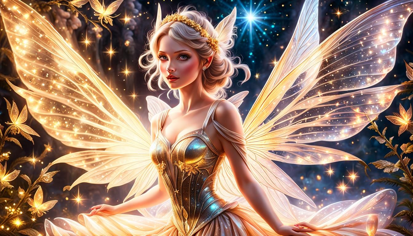 Ethereal Fairy in the Night: Vivid Oil Painting