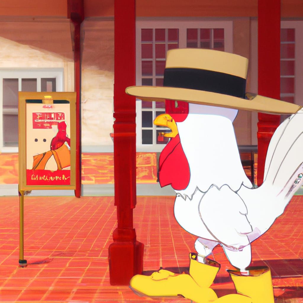 Foghorn Leghorn goes inside a Popeyes to buy biscuits and en...