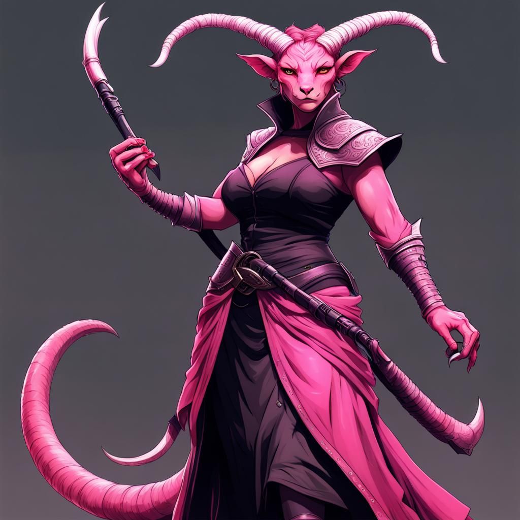Pink tiefling woman?