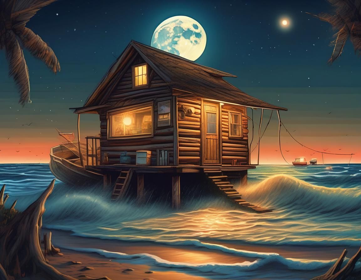 shack made of thick logs