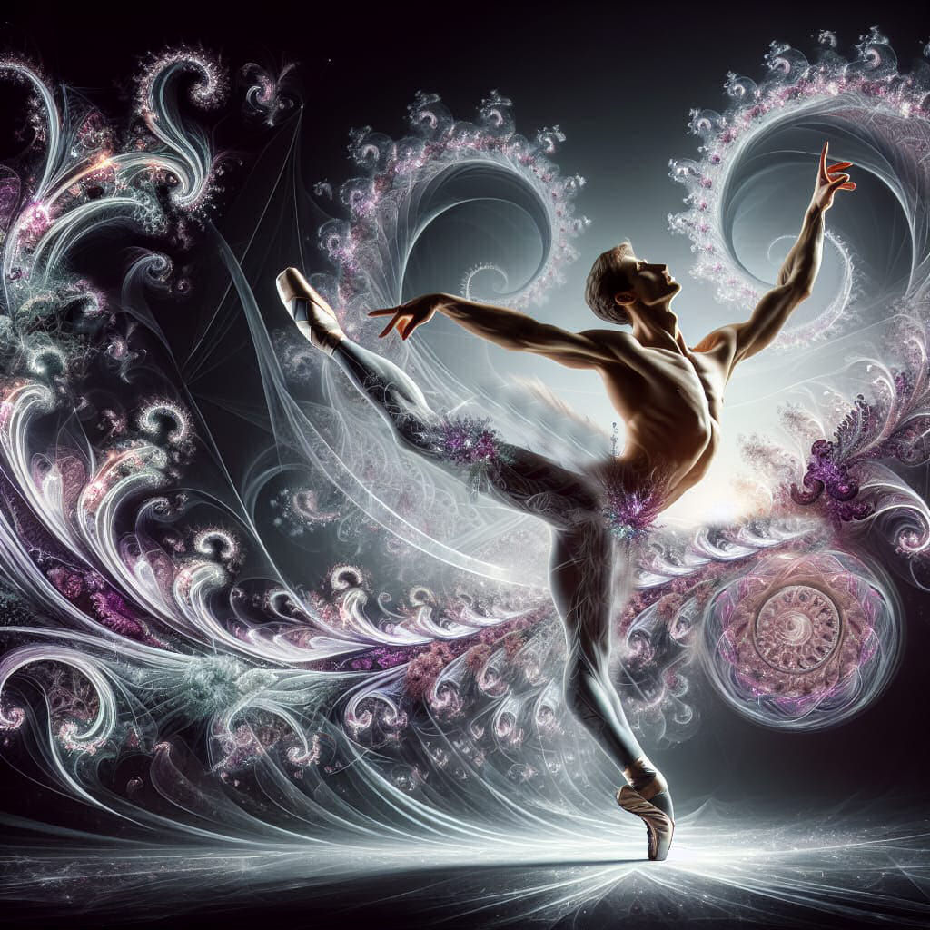 male ballet dancer in fractals