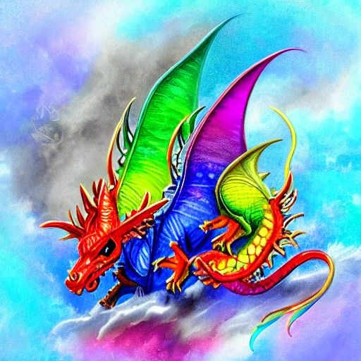 Cute rainbow coloured dragons with fire scales and gemstone claws ...