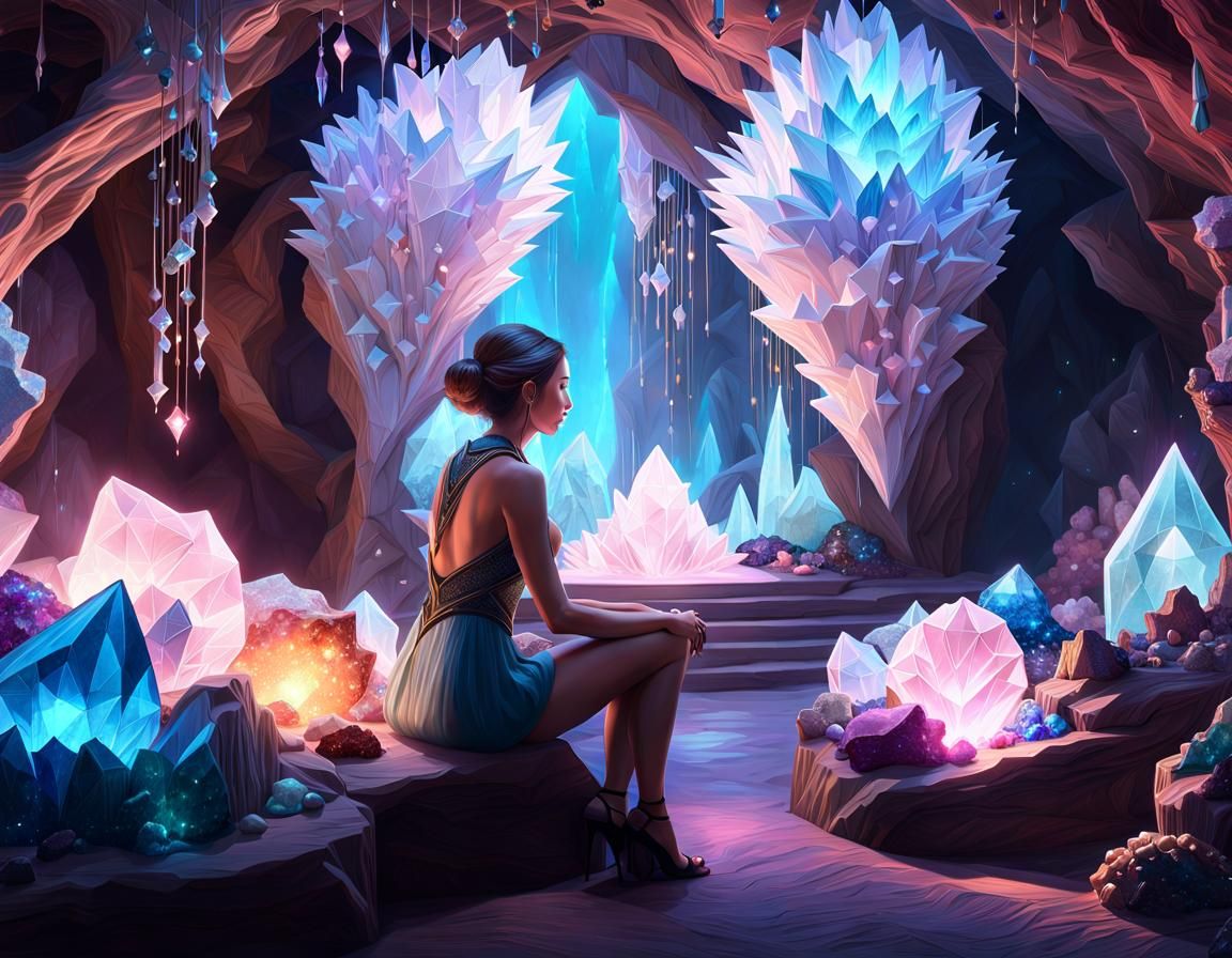 Admiring a Crystals cave  by @Manaland
