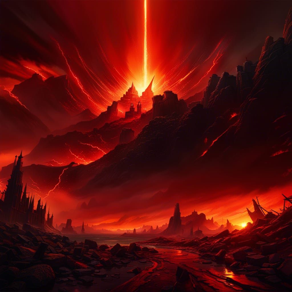 Apocalyptic Doomsday: Dramatic Red Sky Destruction