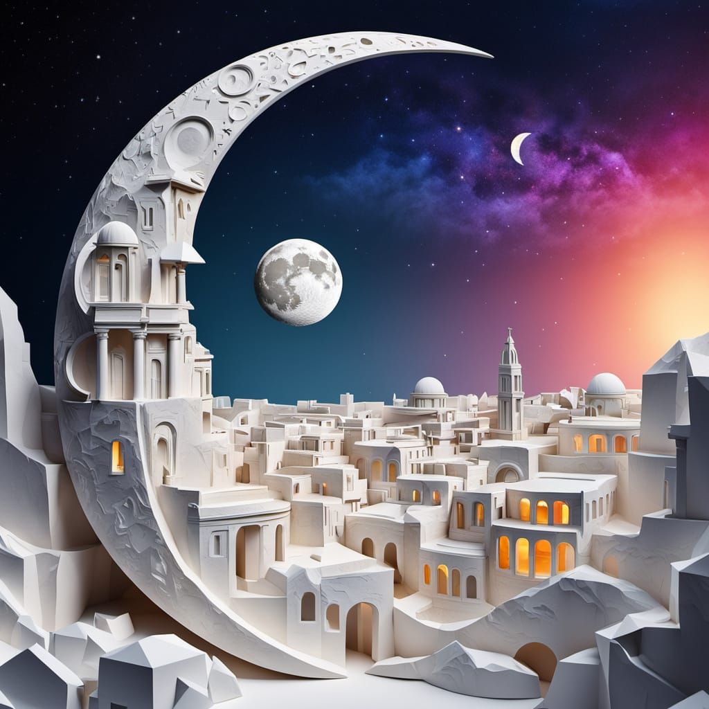 Lunar Utopia: A Futuristic City Carved from the Moon's Marbl...