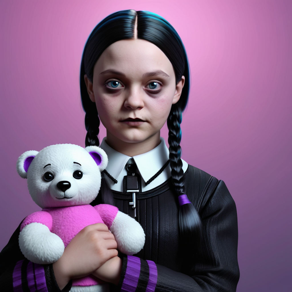 Wednesdy with her teddybear
