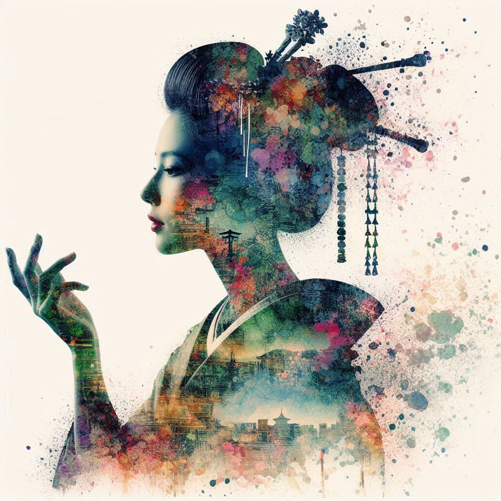 double exposure beautiful fantasy DALL-E 3 portrait landscap...