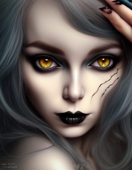 Gothic Witch Portrait in Graffiti Art Style
