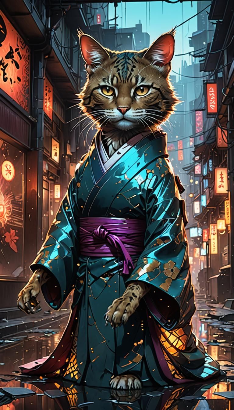 Tabaxi-Geisha in neo-tokyo