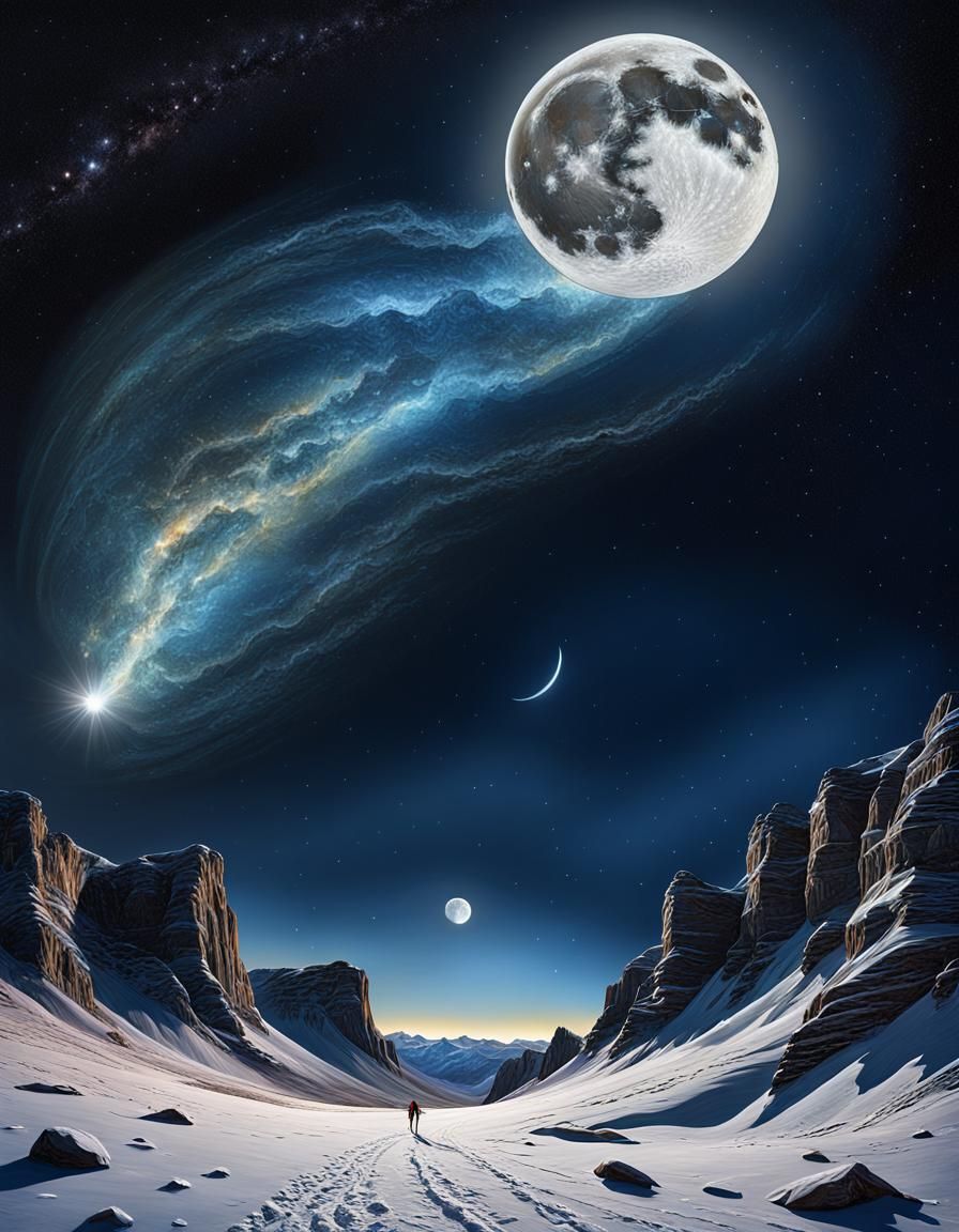 realist painting with Impasto technique Moon Dancing in the ...
