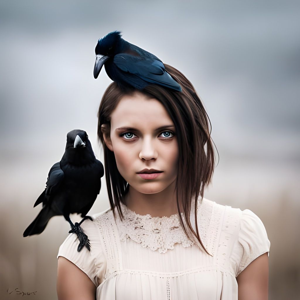 Girl with ravens  by @David Gotet