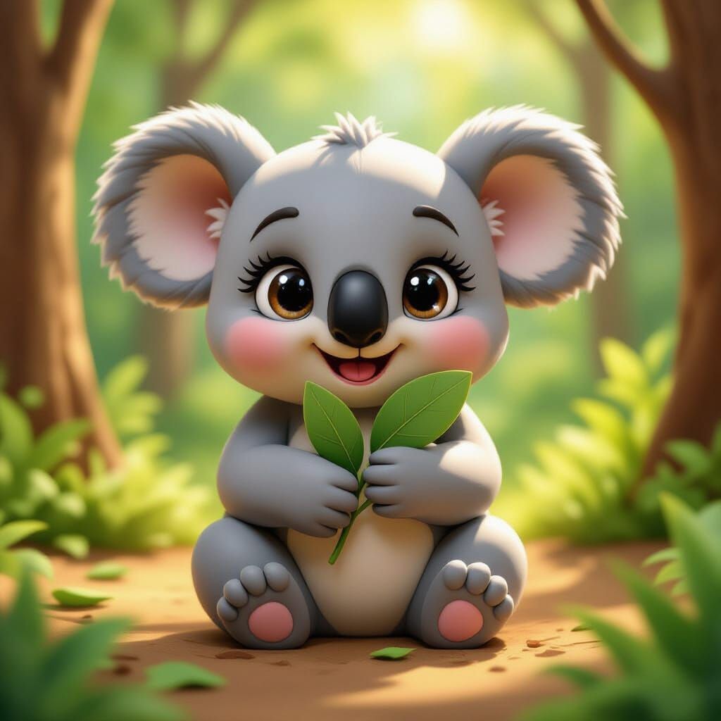 Adorable Baby Koala in Comic 3D Style