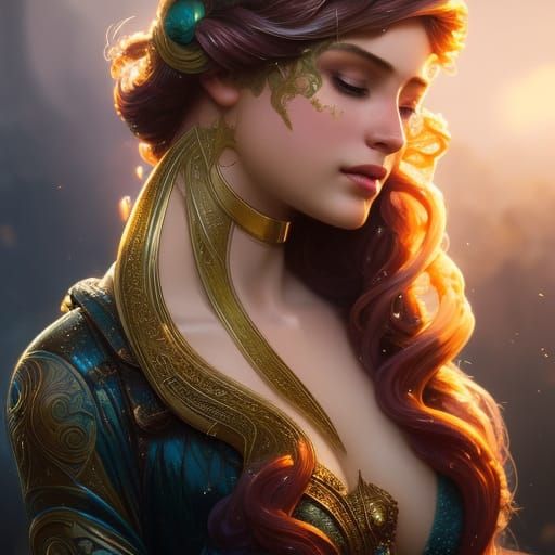 Mermaid bubble bath head and shoulders portrait, 8k resoluti...