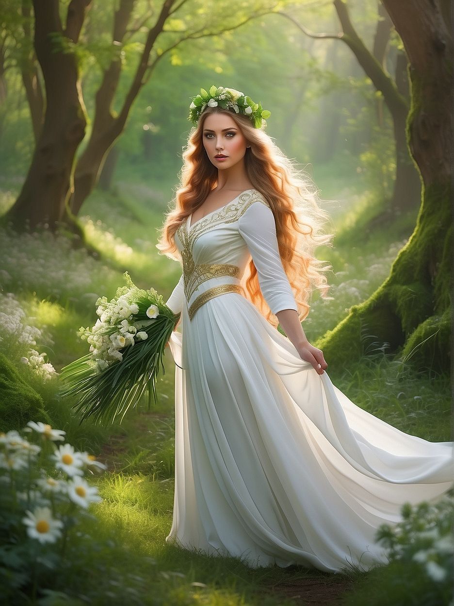 Celtic priestess celebrating spring - AI Generated Artwork - NightCafe ...