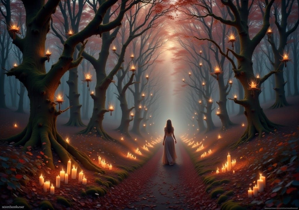 Candles burn bright, casting silver gleam
Windows painted with whispers, stories in steam
Crimson leaves, they dance across the lane
Wrapped...
