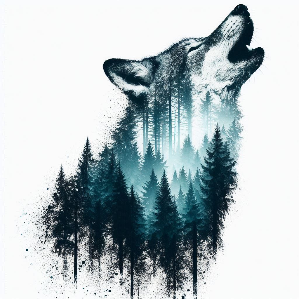 double exposure beautiful fantasy DALL-E 3 portrait landscape..