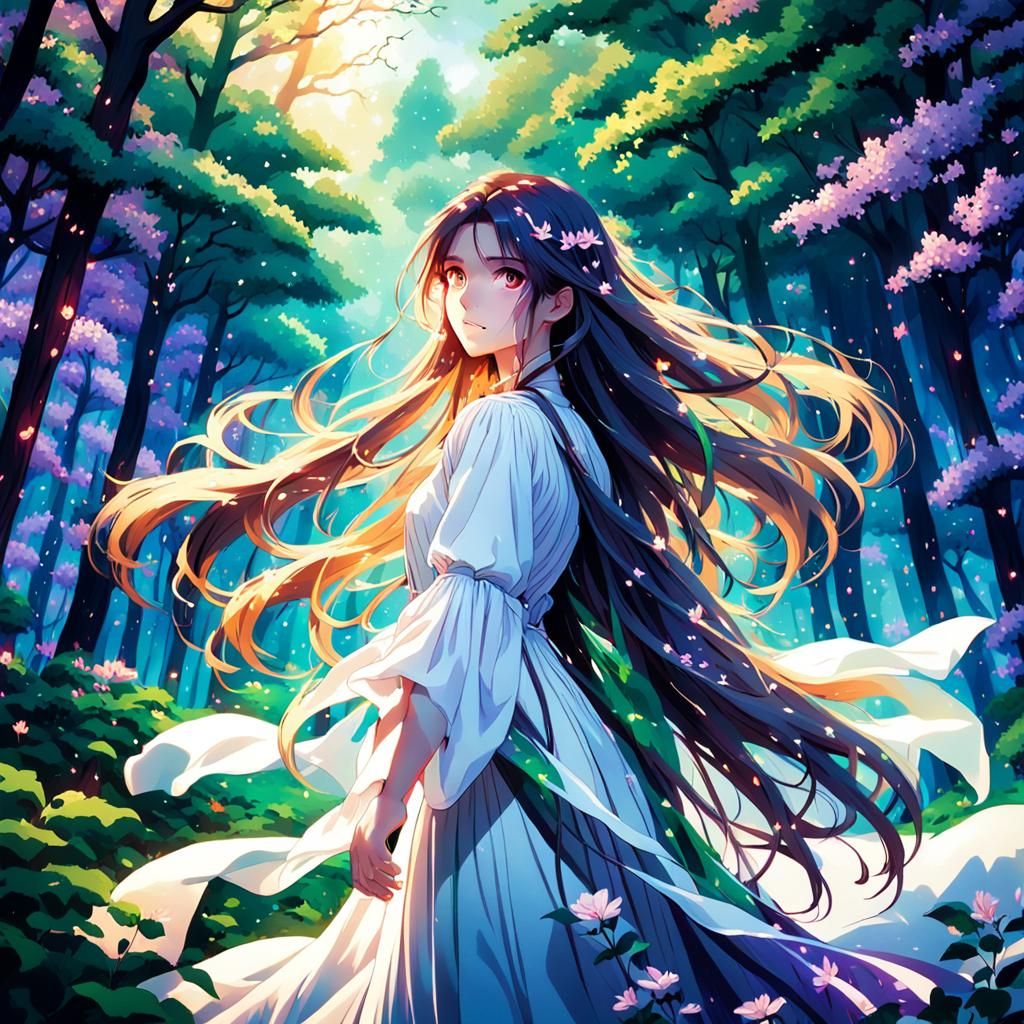 Anime Portrait of Serbian Woman in Lush Forest