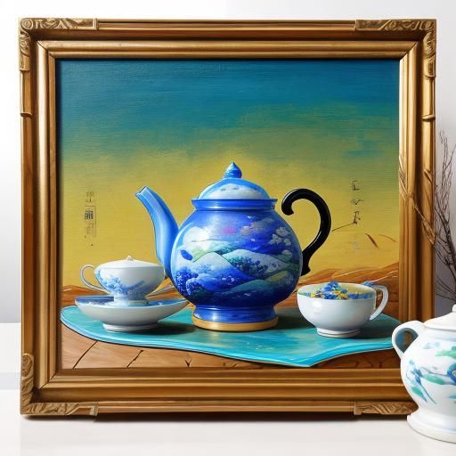 Surreal Chinese Tea Ceremony in Expressionist Style