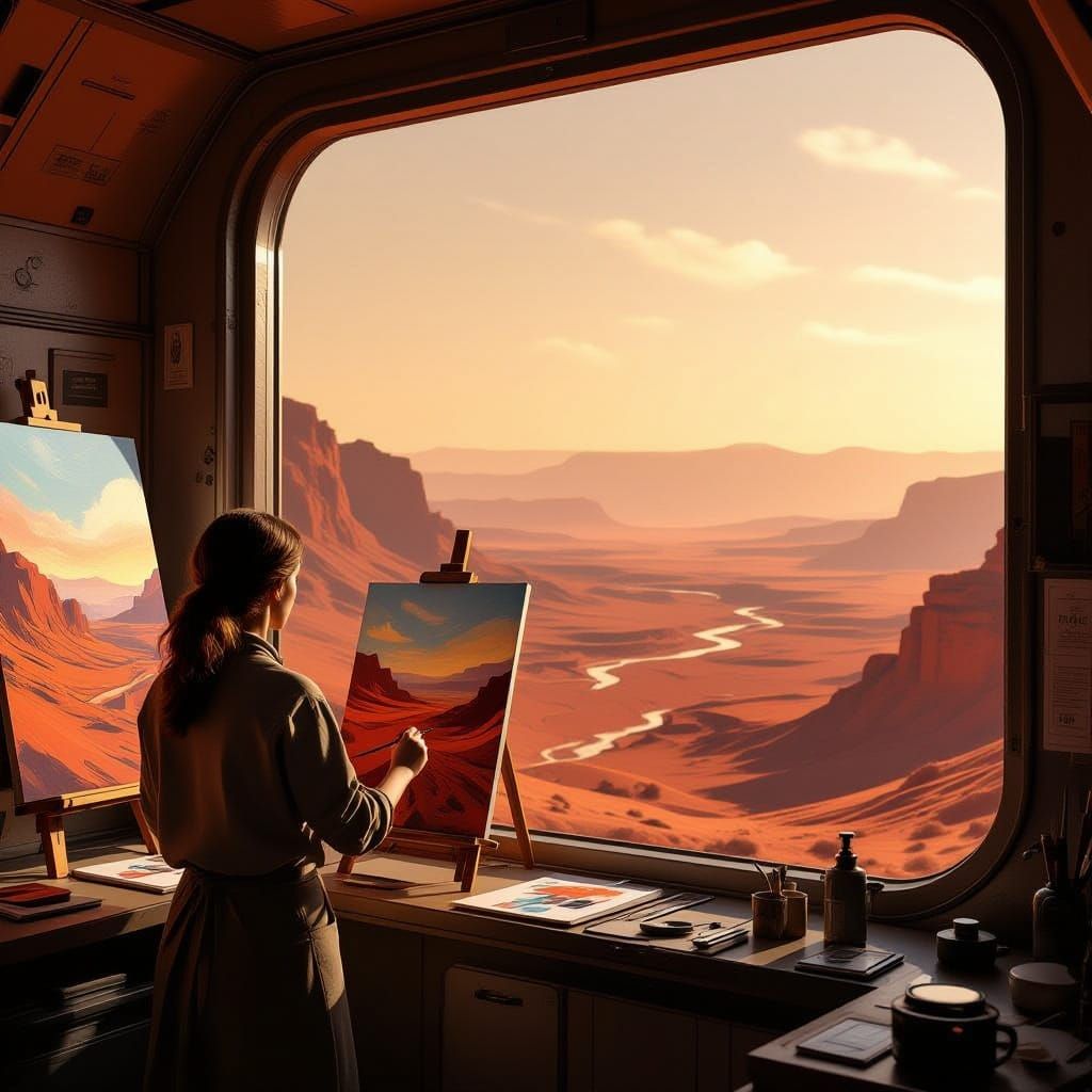 Painting a red Martian canyon.  by @Andy