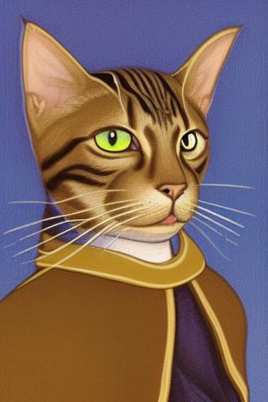 Cat samurai portrait pre-raphaelite