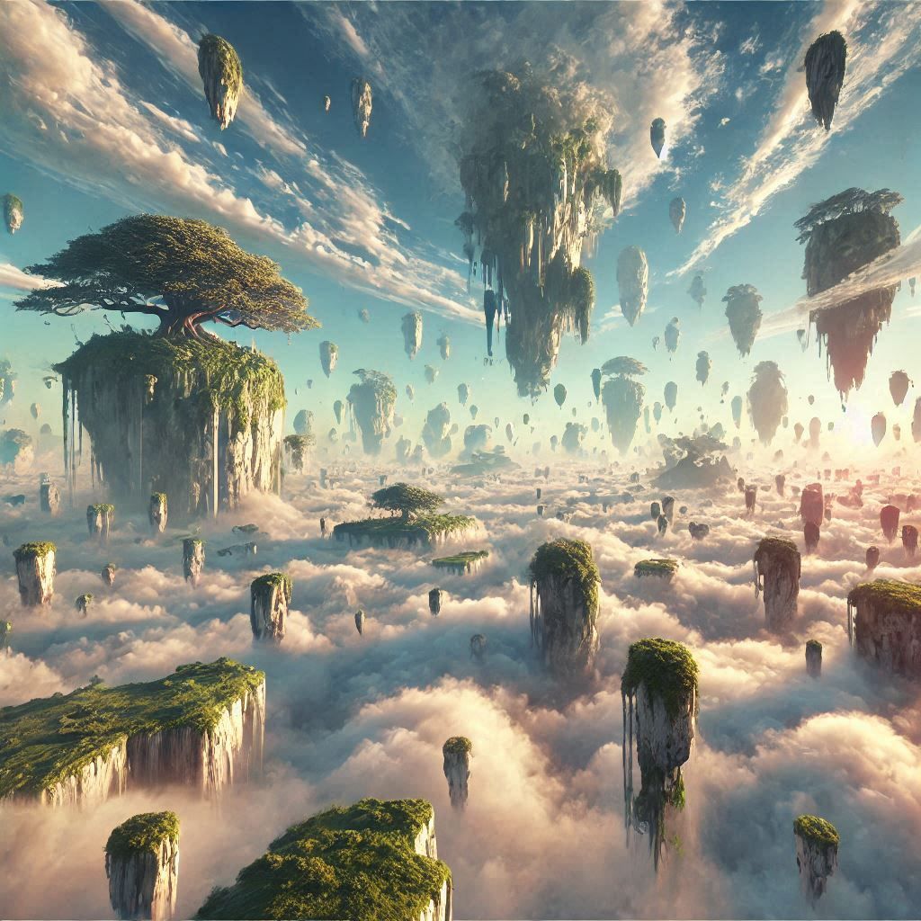 Floating islands in sky