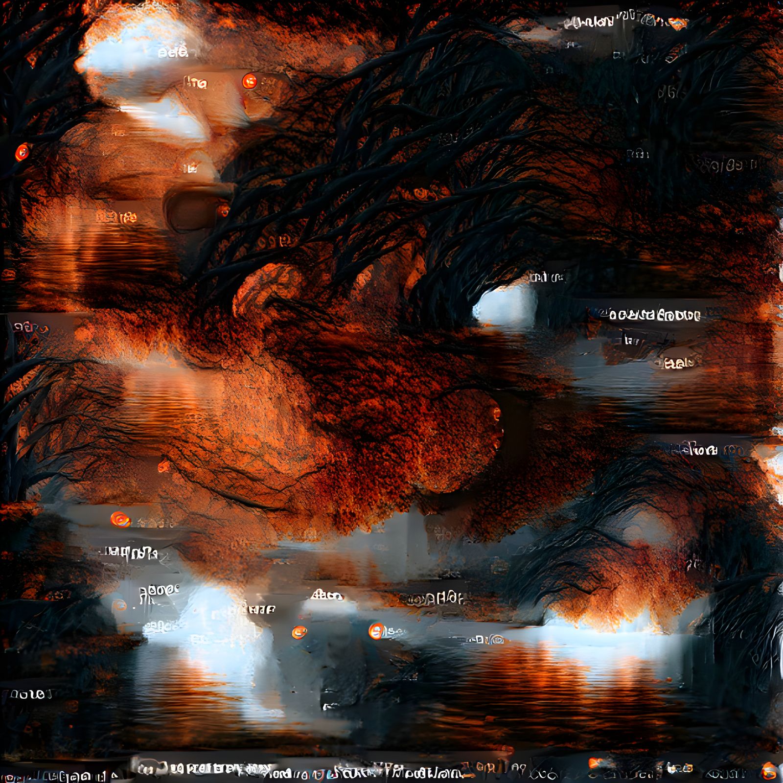 Tunnel of Crimson Orange Fire and Deep Cool Fearful Water