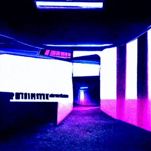 Synthwave underground facility liminal space