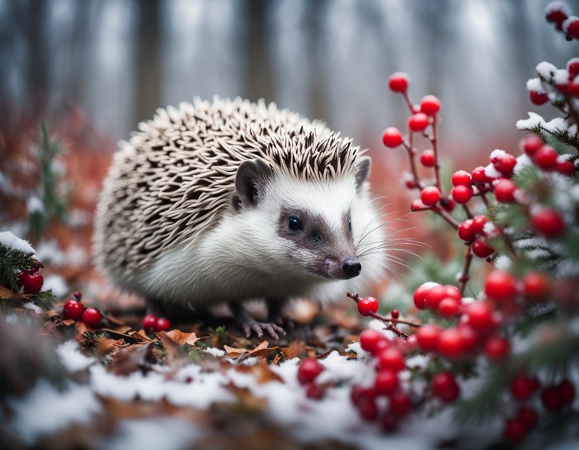 hedgehog with berries  by @eva