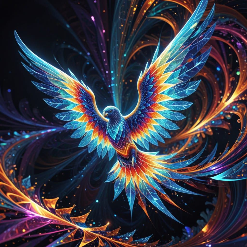 on the wings of a prayer abstract vector fractal, wave function, Zentangle, 3d shading  by @Nobomi