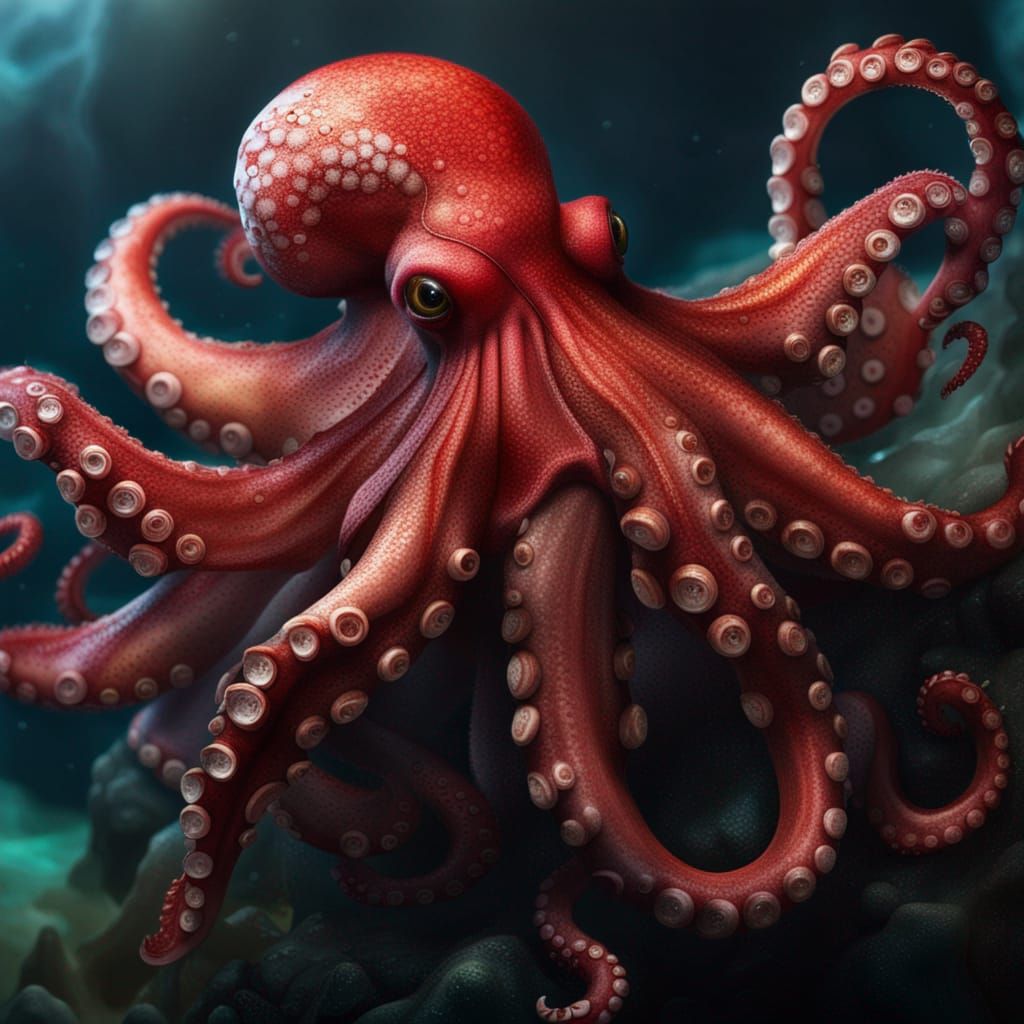 Red common octopus - AI Generated Artwork - NightCafe Creator