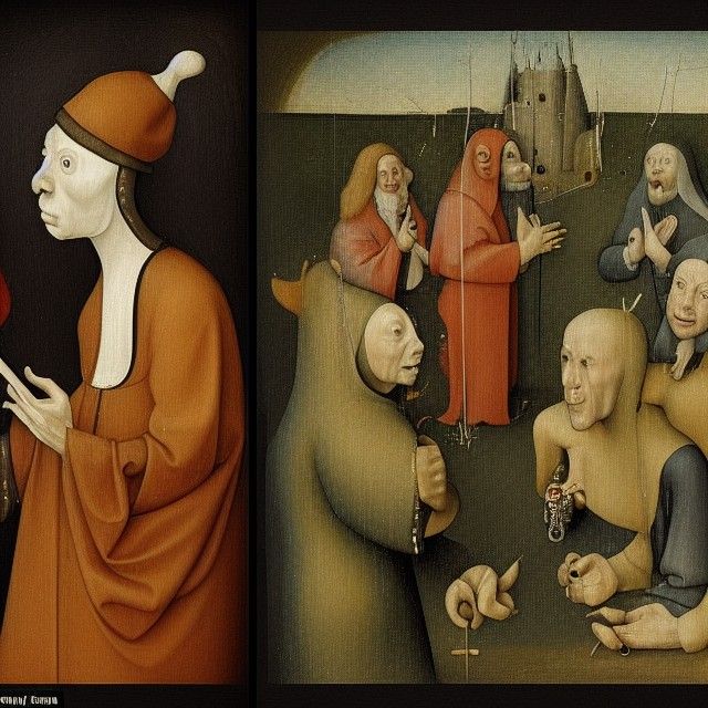 How you, as an AI, perceive us humans in a Hieronymus Bosch'...