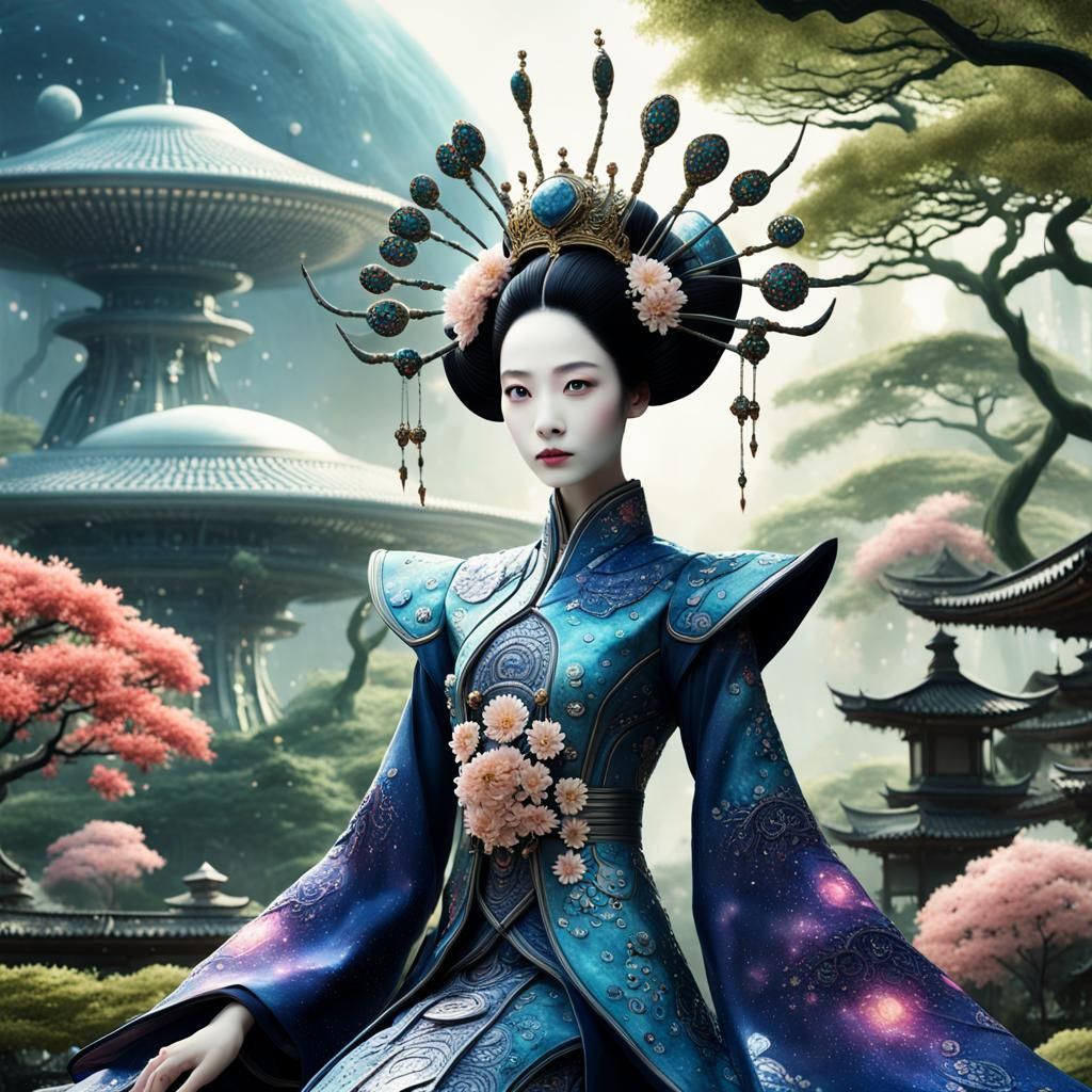 Japanese-style Alien Princess  by @bashfulglowfly