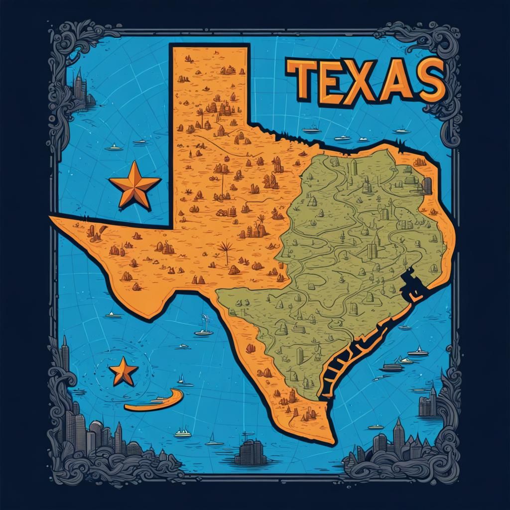 TSHIRT VECTOR 2D DESIGN : MAP TEXAS AND WATERMARK