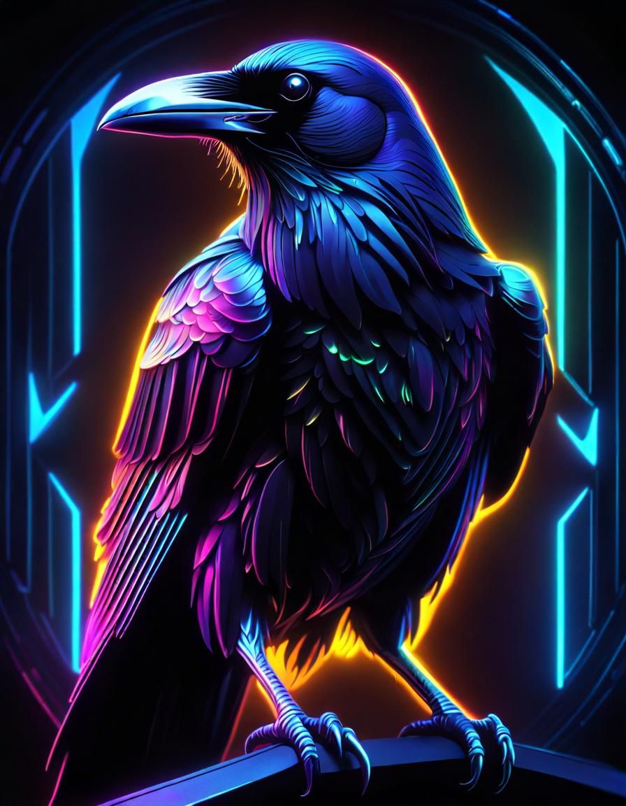 Raven With Neon Background   AI Generated Artwork   NightCafe Creator