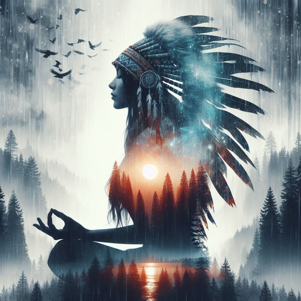 double exposure beautiful fantasy DALL-E 3 portrait landscap...