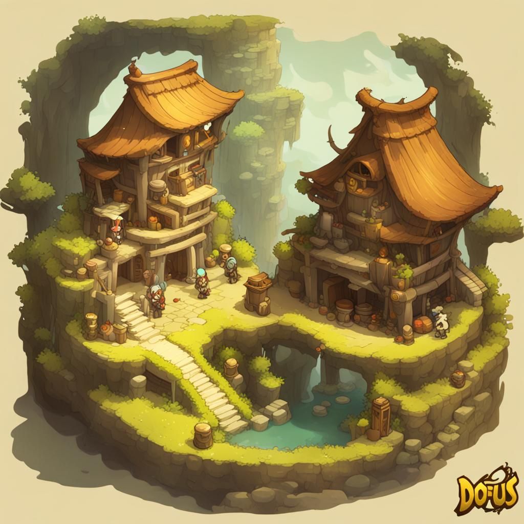 Cute village - rpg Dofus - AI Generated Artwork - NightCafe Creator