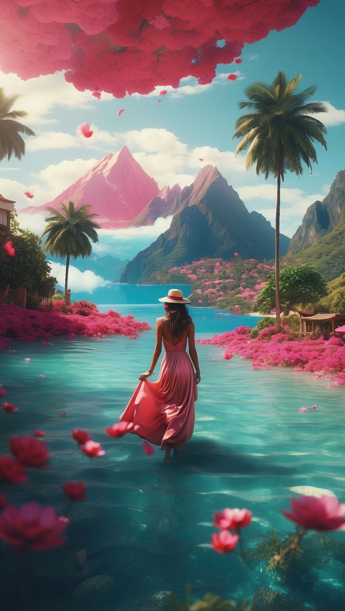 Surreal paradise landscape