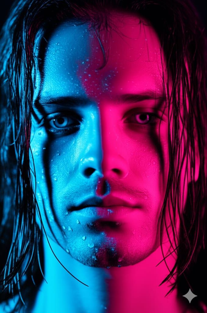 Neon Portrait of a Man