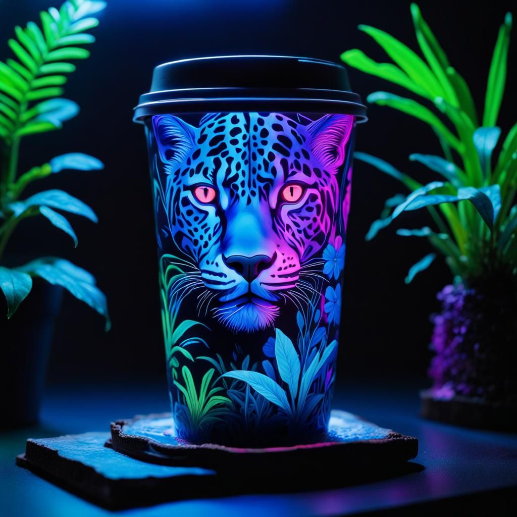Blacklight fluorescent paradise - AI Generated Artwork - NightCafe Creator