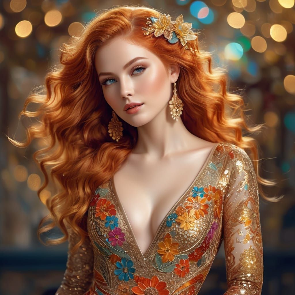 ✨ La Flamme Rousse dans l'Éclat des Lumières ✨